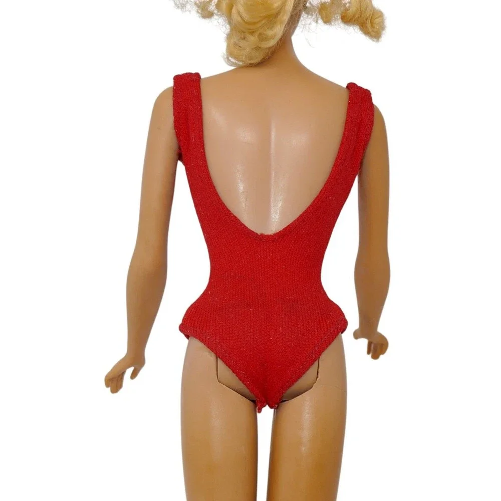 Mattel 1962 Ash Blonde Ponytail Barbie #6 with Red Bathing Suit
